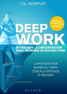livres de Cal Newport du titre de : Deep Work, retrouver la concentration dans un monde de distractions. La méthode pour gagner du temps, être plus efficace et réussire !